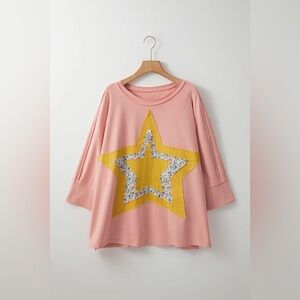Peach Star Patch oversized t shirt women size M